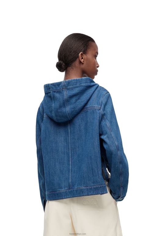 Loewe Kısaltılmış denim iş giysisi ceketi 026001162 kadınlar Mavi kırmızı