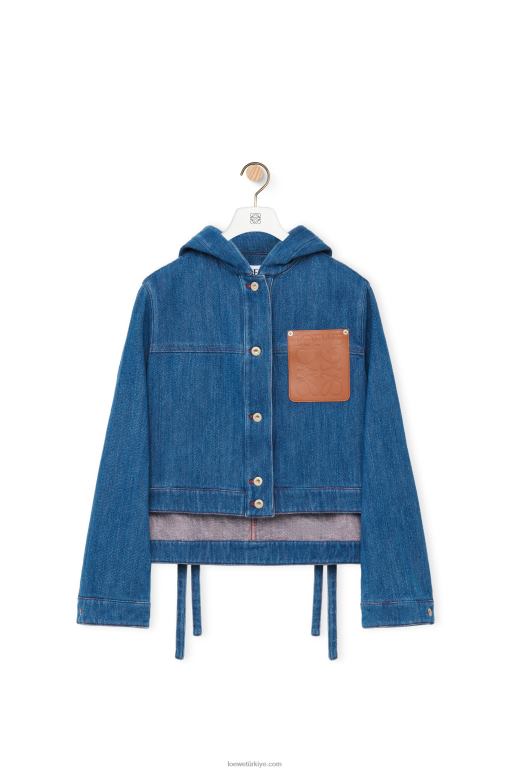 Loewe Kısaltılmış denim iş giysisi ceketi 026001162 kadınlar Mavi kırmızı