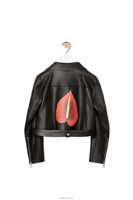 Loewe Nappa antoryum motorcu ceketi 026001110 kadınlar siyah/çok renkli