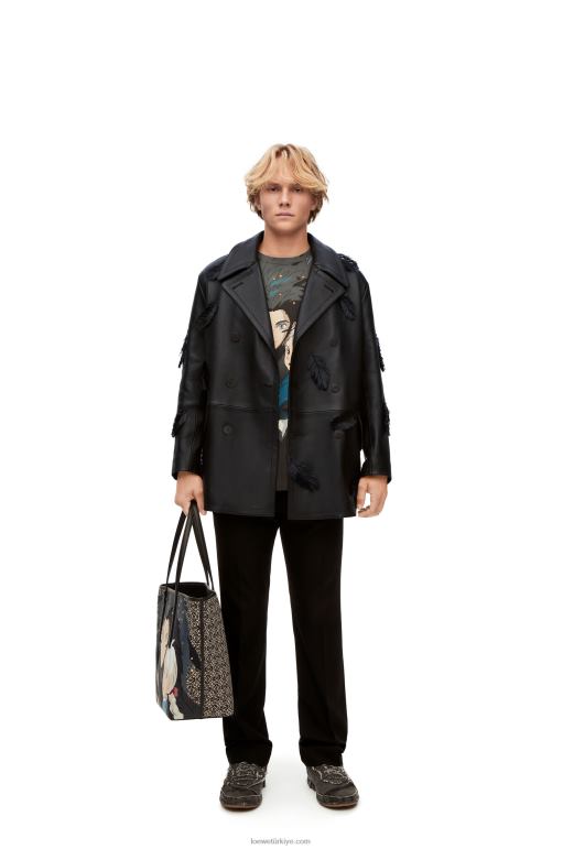 Loewe Nappa'da uluyan tavuskuşu 026001107 kadınlar siyah