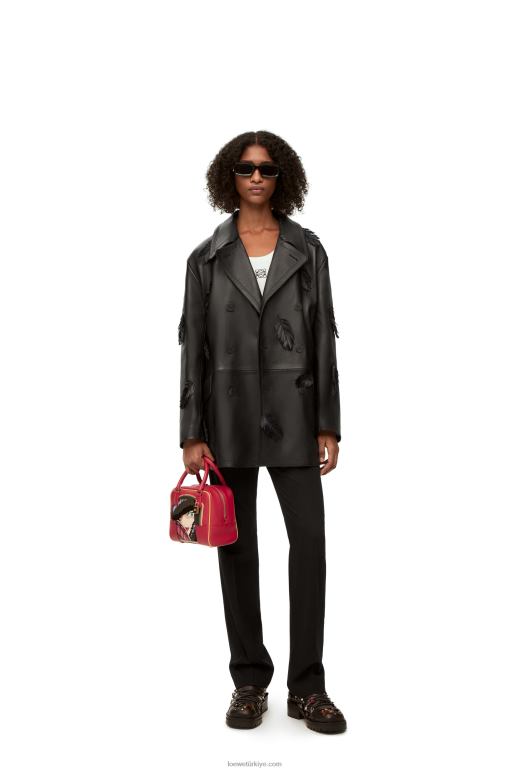 Loewe Nappa\'da uluyan tavuskuşu 026001107 kadınlar siyah
