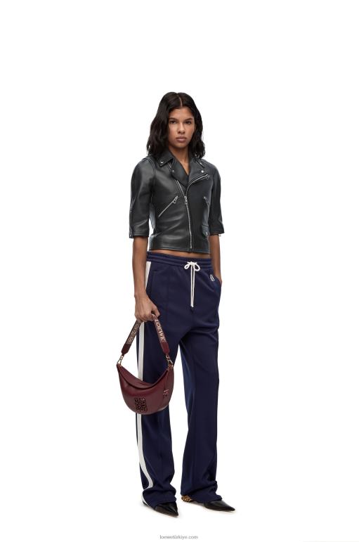 Loewe Nappa kısa motorcu ceketi 026001116 kadınlar siyah