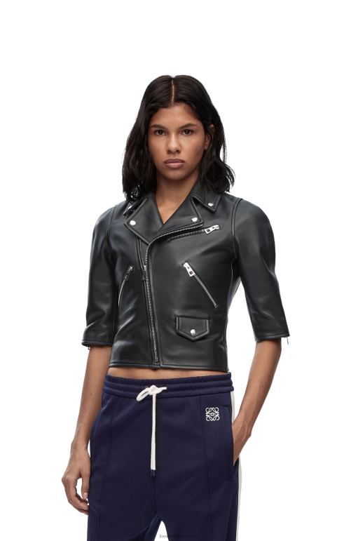Loewe Nappa kısa motorcu ceketi 026001116 kadınlar siyah
