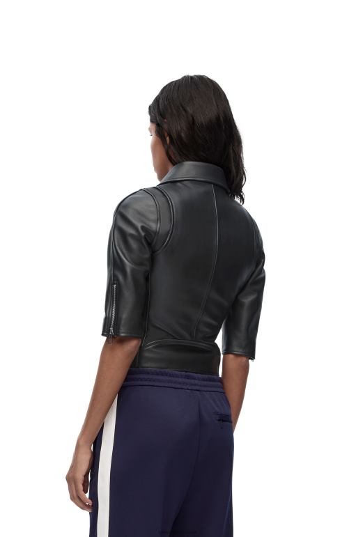 Loewe Nappa kısa motorcu ceketi 026001116 kadınlar siyah