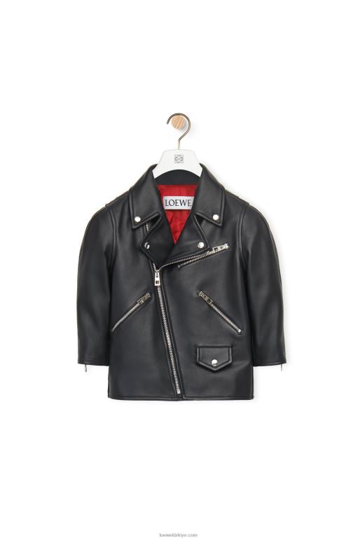 Loewe Nappa kısa motorcu ceketi 026001116 kadınlar siyah