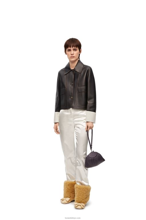 Loewe Nappa kuzu derisinden kıvrık ceket 026001134 kadınlar siyah