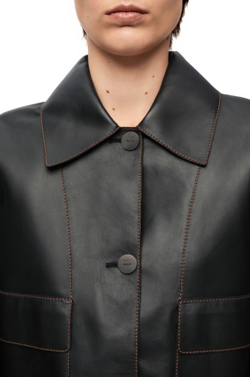 Loewe Nappa kuzu derisinden kıvrık ceket 026001134 kadınlar siyah