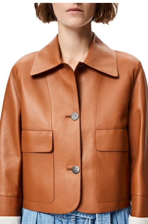Loewe Nappa kuzu derisinden kıvrık ceket 026001136 kadınlar bronzlaşmak