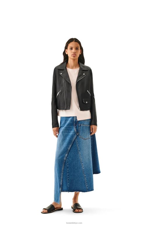 Loewe Nappa kuzu derisinden motorcu ceketi 026001138 kadınlar siyah