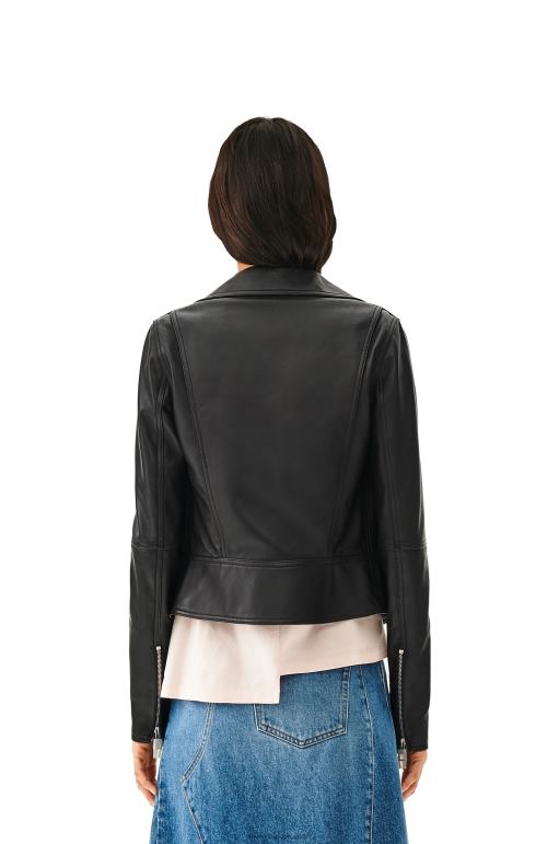 Loewe Nappa kuzu derisinden motorcu ceketi 026001138 kadınlar siyah