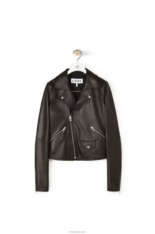 Loewe Nappa kuzu derisinden motorcu ceketi 026001138 kadınlar siyah