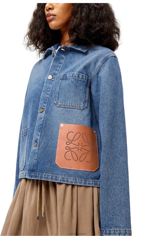 Loewe anagram kısa pamuklu ceket 026001201 kadınlar Mavi kot