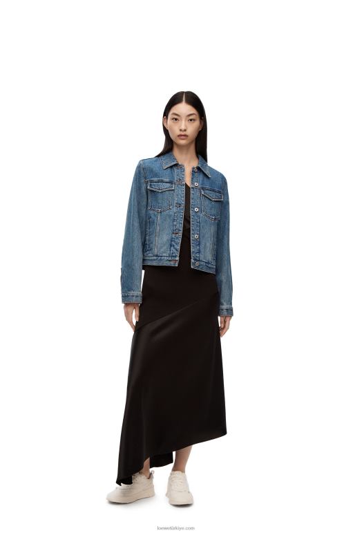 Loewe denim anagram ceket 026001189 kadınlar orta mavi kot