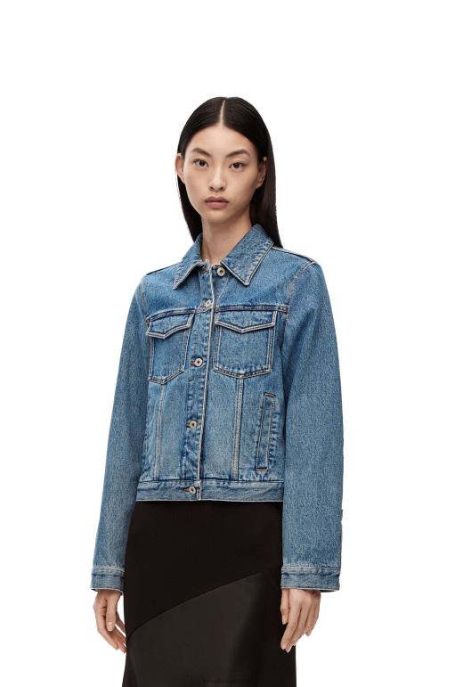 Loewe denim anagram ceket 026001189 kadınlar orta mavi kot