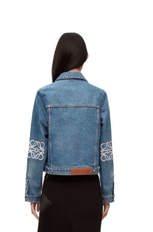 Loewe denim anagram ceket 026001189 kadınlar orta mavi kot