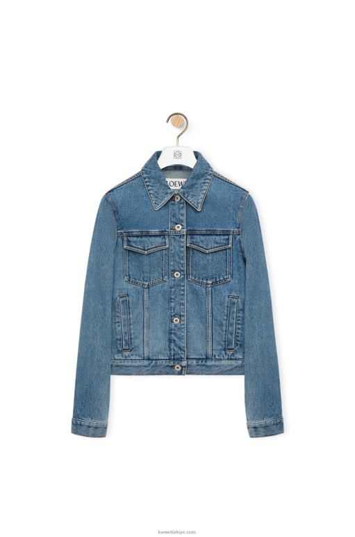 Loewe denim anagram ceket 026001189 kadınlar orta mavi kot