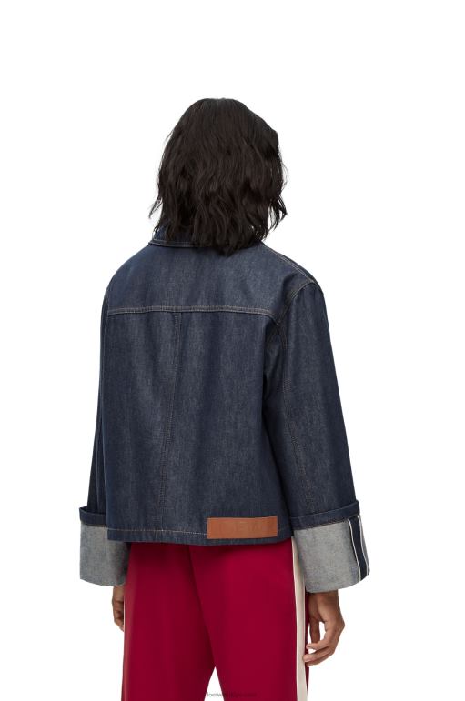 Loewe denim balıkçı kıvrık ceket 026001183 kadınlar ham kot