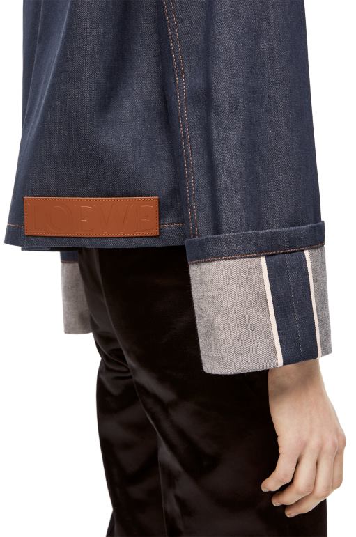 Loewe denim balıkçı kıvrık ceket 026001183 kadınlar ham kot