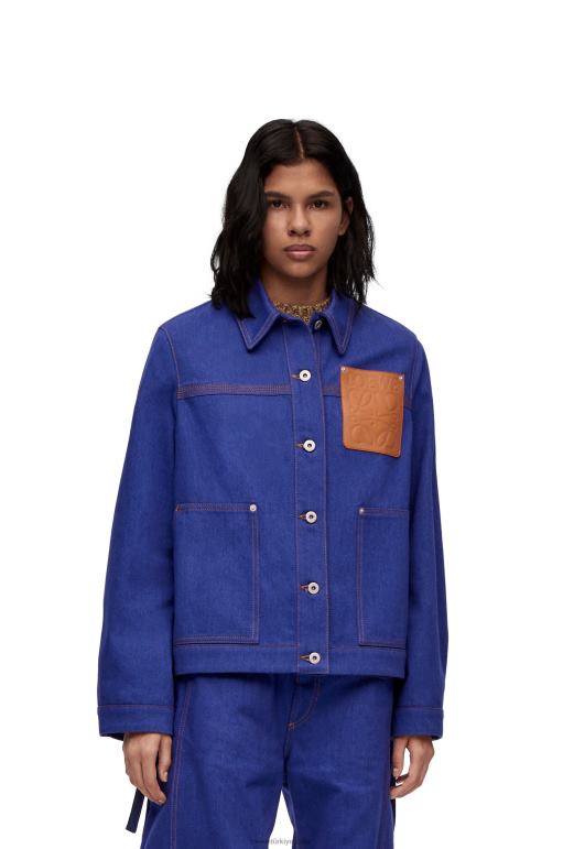 Loewe denim iş kıyafeti ceketi 026001180 kadınlar açık mavi
