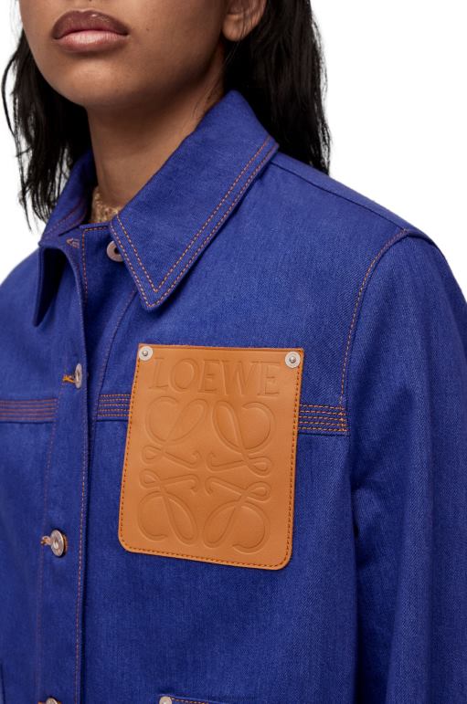 Loewe denim iş kıyafeti ceketi 026001180 kadınlar açık mavi