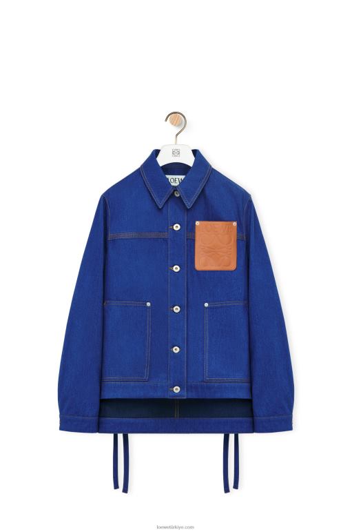 Loewe denim iş kıyafeti ceketi 026001180 kadınlar açık mavi
