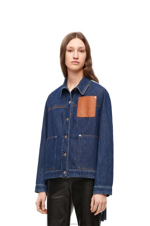Loewe denim iş kıyafeti ceketi 026001193 kadınlar kot mavisi/açık kot mavisi