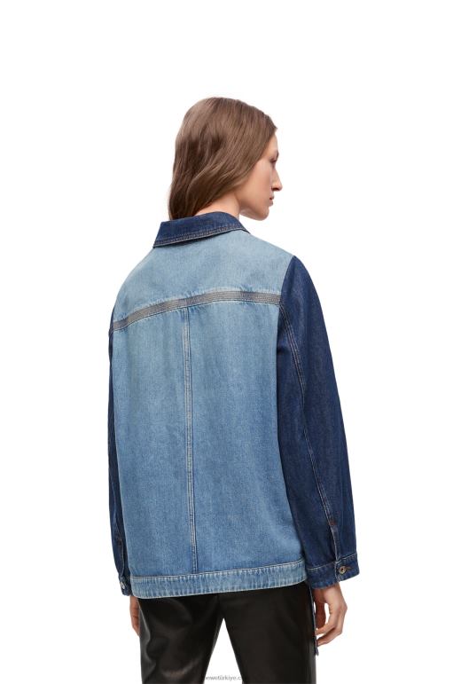 Loewe denim iş kıyafeti ceketi 026001193 kadınlar kot mavisi/açık kot mavisi