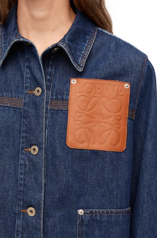 Loewe denim iş kıyafeti ceketi 026001193 kadınlar kot mavisi/açık kot mavisi