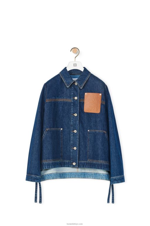 Loewe denim iş kıyafeti ceketi 026001193 kadınlar kot mavisi/açık kot mavisi