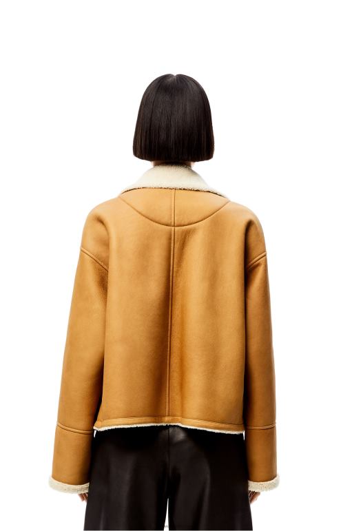 Loewe kürklü kısa ceket 026001148 kadınlar beyaz/deve