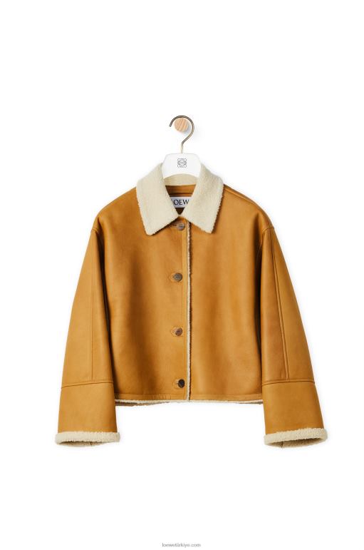 Loewe kürklü kısa ceket 026001148 kadınlar beyaz/deve