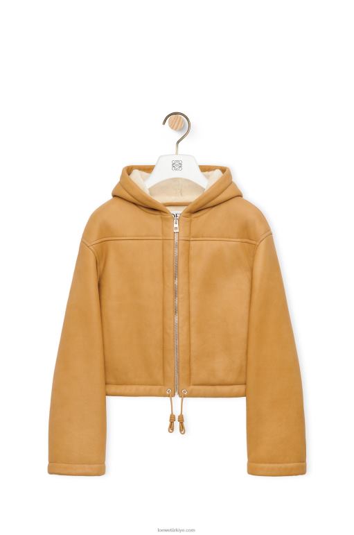 Loewe kürklü kapüşonlu ceket 026001124 kadınlar Beyaz altın