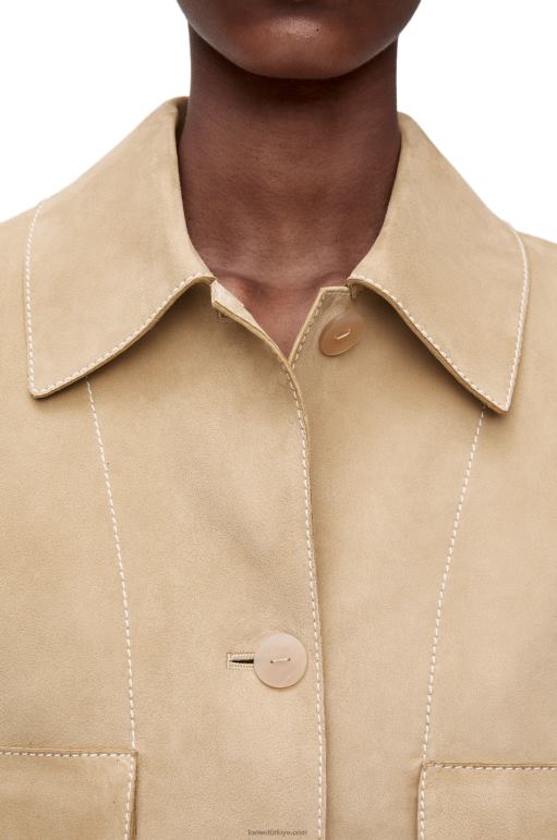 Loewe süet kıvrık ceket 026001135 kadınlar altın