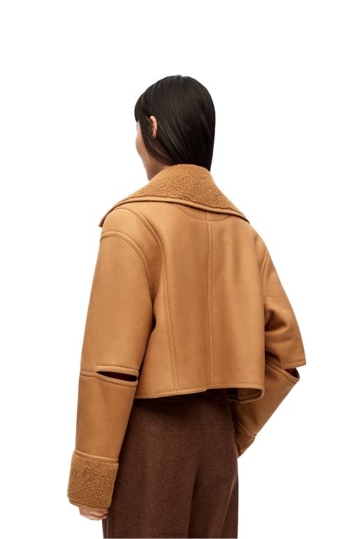 Loewe yünlü kumaştan yeniden yapılandırılmış ceket 026001130 kadınlar çöl/bordo