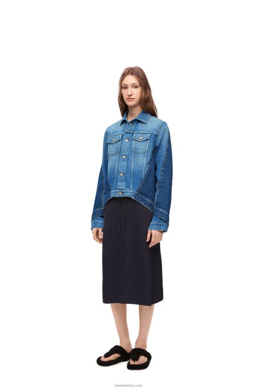 Loewe yeniden yapılandırılmış denim ceket 026001163 kadınlar kot mavisi