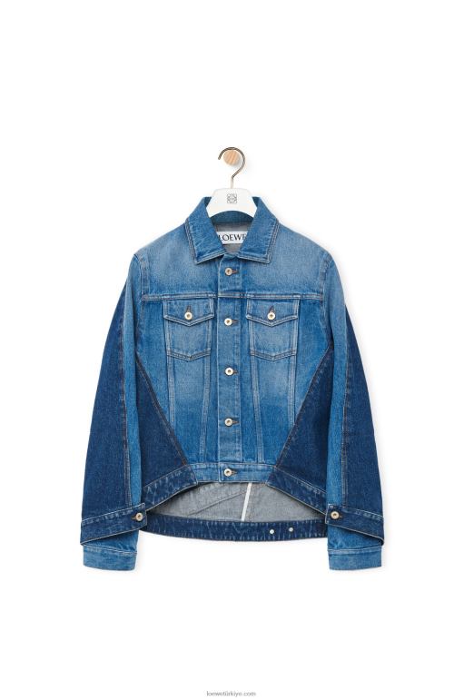Loewe yeniden yapılandırılmış denim ceket 026001163 kadınlar kot mavisi