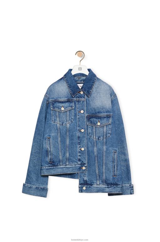 Loewe yeniden yapılandırılmış denim ceket 026001187 kadınlar sportif mavi