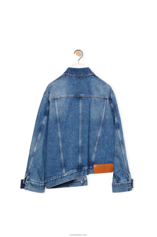 Loewe yeniden yapılandırılmış denim ceket 026001187 kadınlar sportif mavi