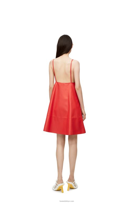 Loewe Nappa antoryum askılı elbise 026001065 kadınlar kırmızı