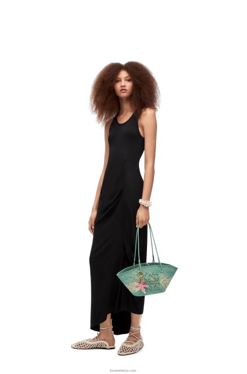 Loewe asimetrik askılı viskon elbise 026001060 kadınlar siyah