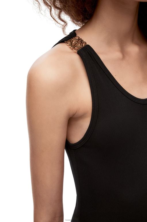 Loewe asimetrik askılı viskon elbise 026001060 kadınlar siyah