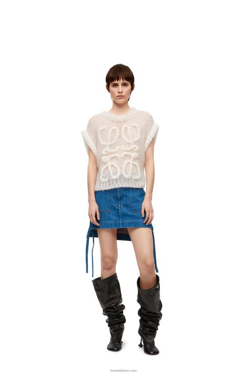 Loewe denim iş kıyafeti eteği 026001161 kadınlar Mavi kırmızı