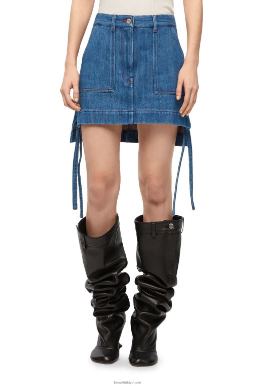Loewe denim iş kıyafeti eteği 026001161 kadınlar Mavi kırmızı
