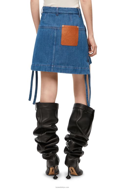Loewe denim iş kıyafeti eteği 026001161 kadınlar Mavi kırmızı