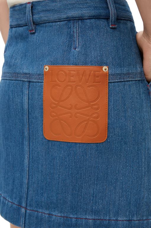Loewe denim iş kıyafeti eteği 026001161 kadınlar Mavi kırmızı