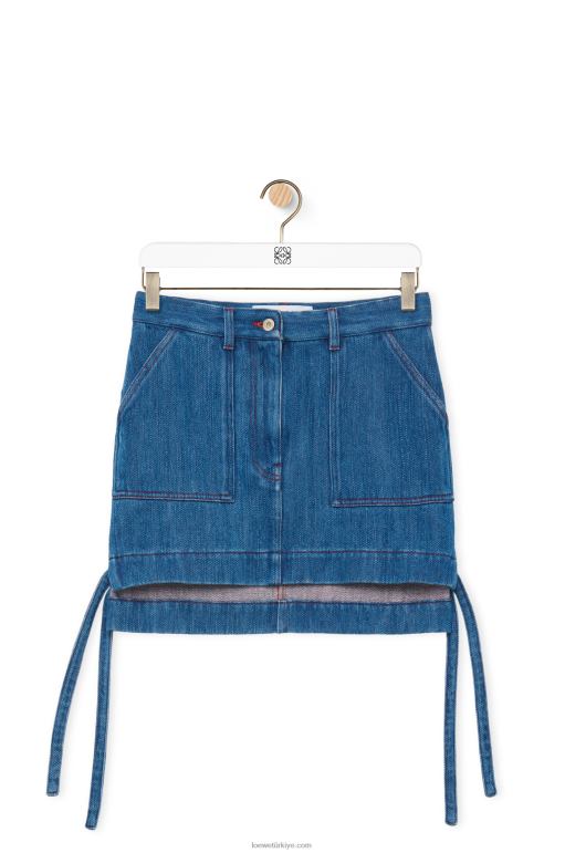 Loewe denim iş kıyafeti eteği 026001161 kadınlar Mavi kırmızı