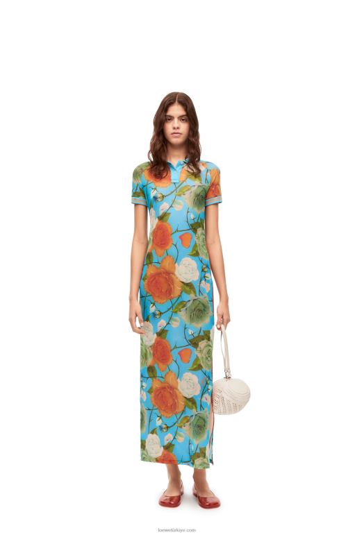 Loewe fileli gül polo elbise 026001042 kadınlar mavi/çok renkli