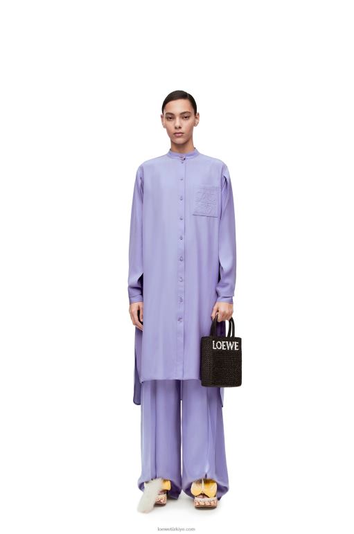 Loewe ipek kumaştan anagram tunik elbise 026001075 kadınlar leylak