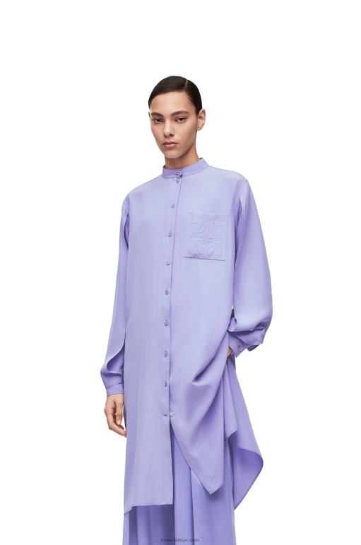 Loewe ipek kumaştan anagram tunik elbise 026001075 kadınlar leylak