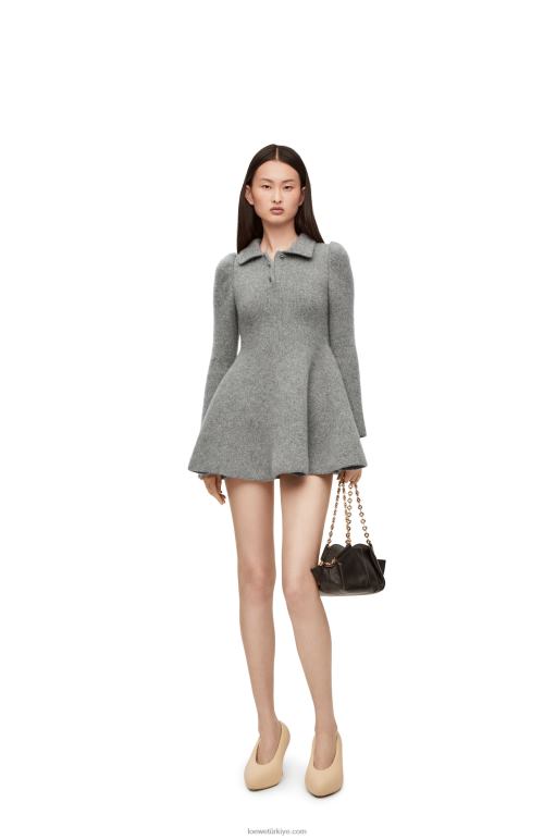 Loewe kaşmir ve tiftik mini elbise 026001082 kadınlar gri